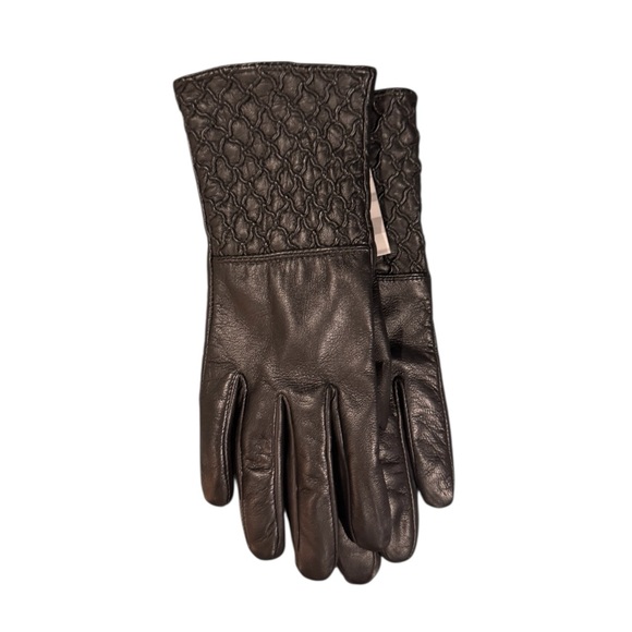 GH Black Leather Women’s Gloves M - Picture 2 of 8